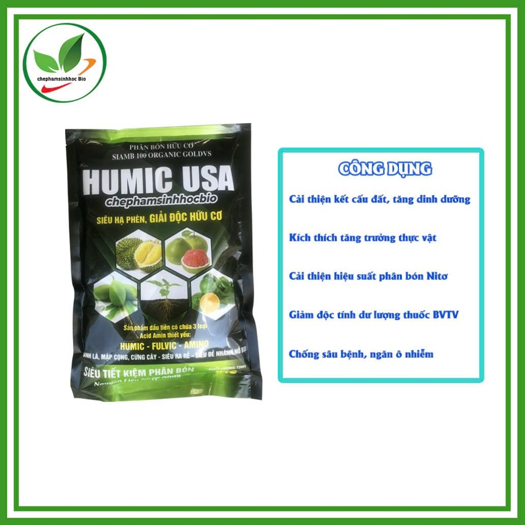 Phân Bón hữu cơ HUMIC USA, siêu hạ phèn, giải độc hữu cơ. Túi 1kg