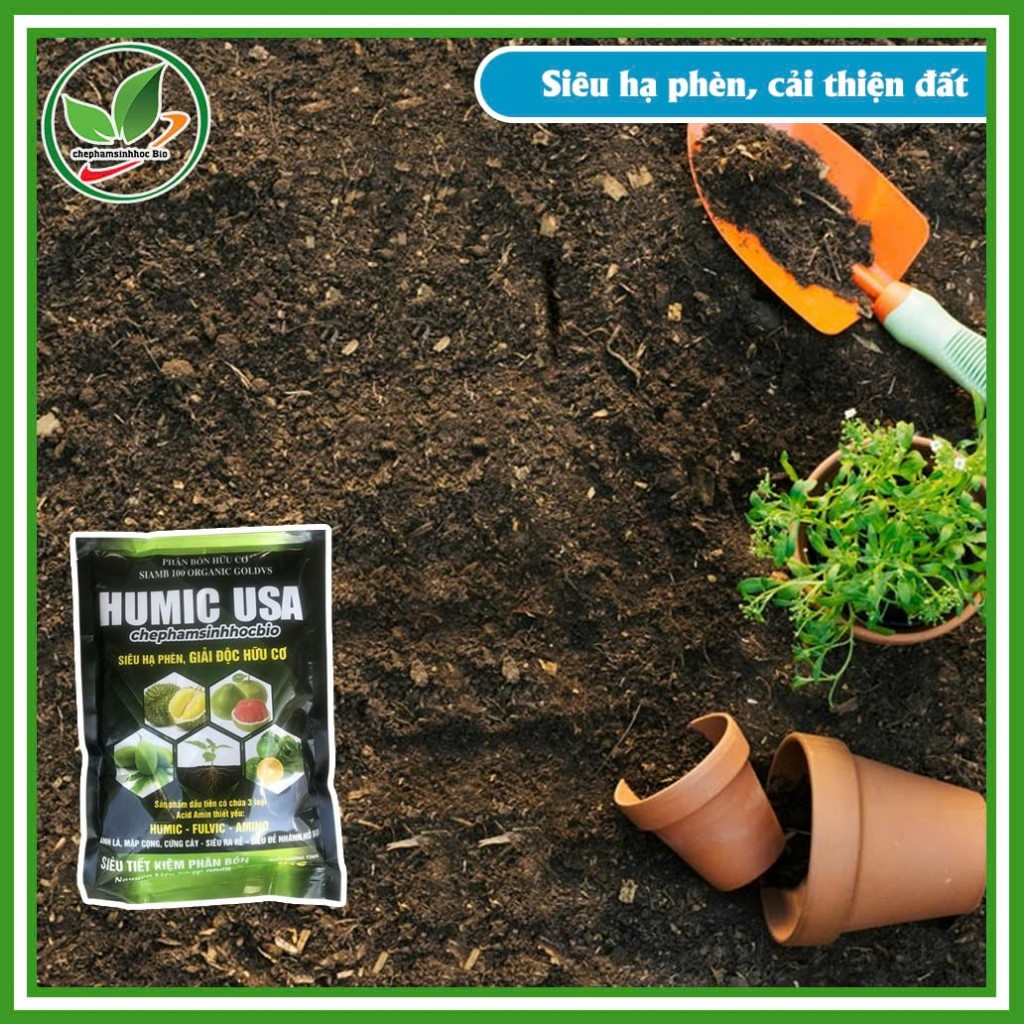 Phân Bón hữu cơ HUMIC USA, siêu hạ phèn, giải độc hữu cơ. Túi 1kg