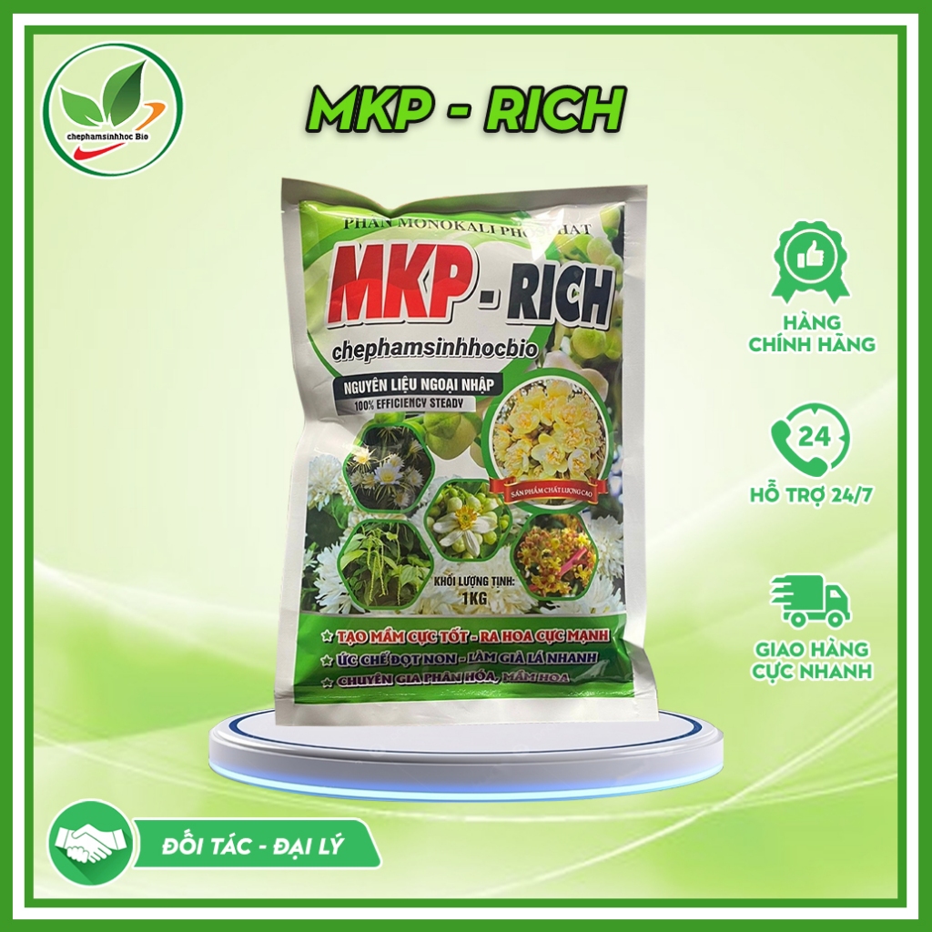 Phân MKP - RICH, Tạo mầm cực tốt - ra hoa cực mạnh, ức chế đọt non - làm già lá nhanh,.... Túi 1kg
