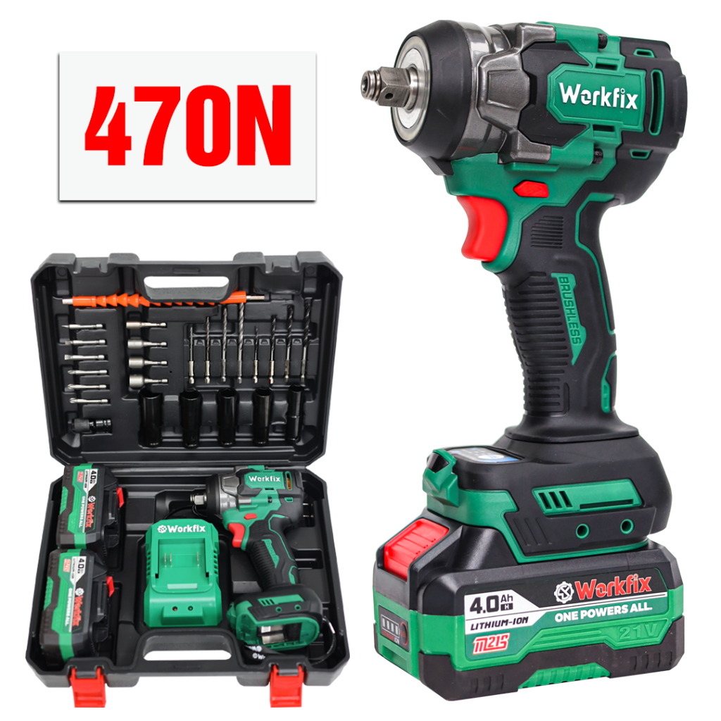 [TẶNG 26 PHỤ KIỆN] Máy Siết Bulong Workfix WF-IW470N - Điều Tốc 3 Cấp - Chuyên Mở Ốc Bé Hơn 28mmTính Năng