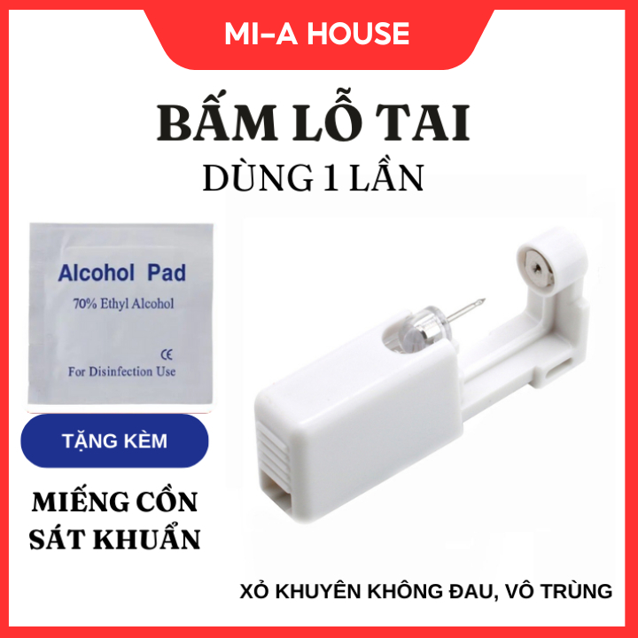 Bấm lỗ tai dụng cụ xỏ khuyên dùng 1 lần tại nhà an toàn tiện lợi dành cho người lớn và trẻ em Mi - a house