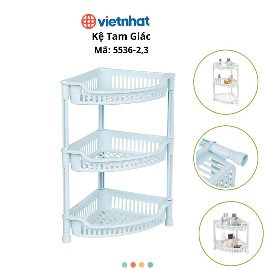 Kệ góc đựng đồ nhà tắm, Kệ góc đựng đồ nhà bếp 2 tầng 3 tầng chính hãng VIỆT NHẬT