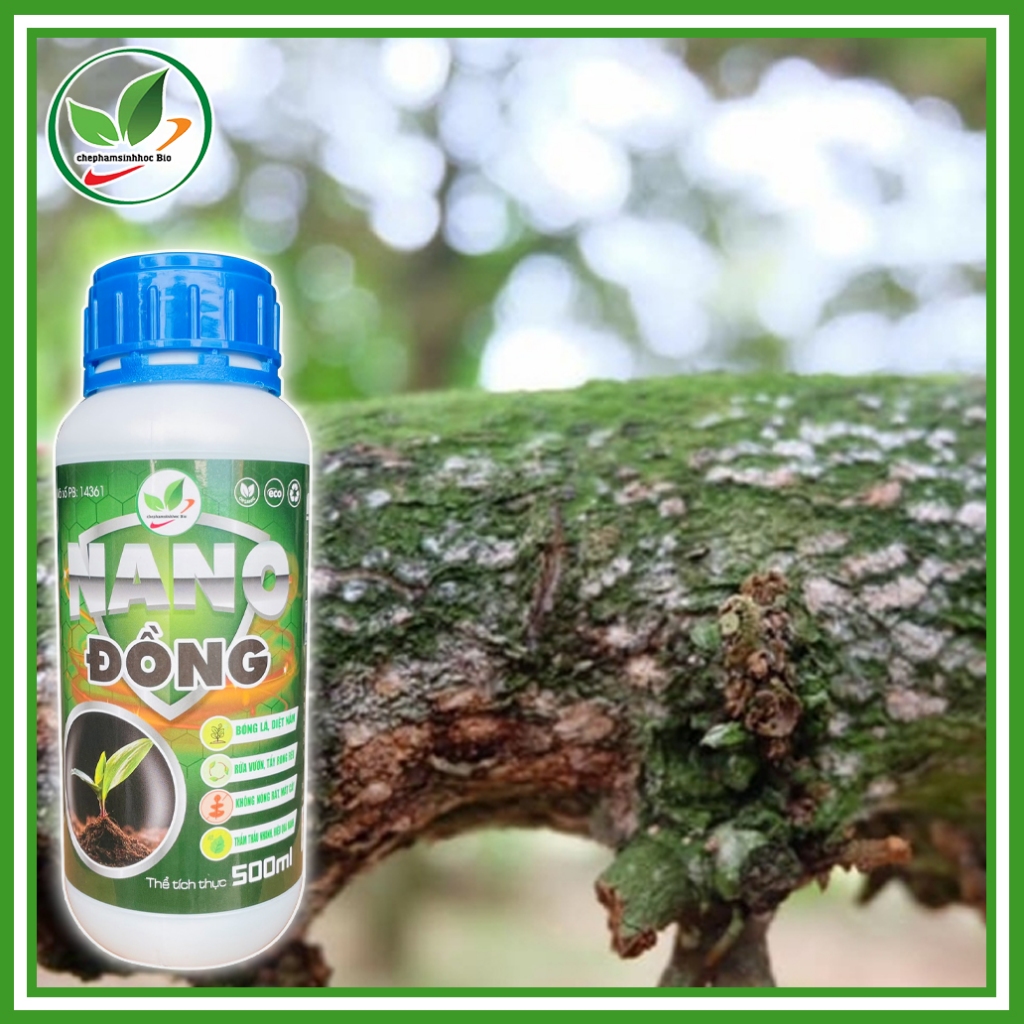 NANO Đồng, diệt nấm, rửa vườn, tẩy rong rêu, không nóng rát, mát cây, thẩm thấu nhanh. Chai 500ml