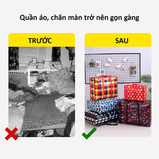 Túi Đựng Chăn Màn Quần Áo Đa Năng, Túi Bạt Dứa Khóa Kéo Bảo Quản Đồ Mùa Đông, Gọn Nhẹ Tiện Lợi