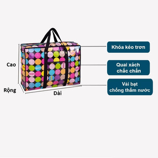 Túi Đựng Chăn Màn Quần Áo Đa Năng, Túi Bạt Dứa Khóa Kéo Bảo Quản Đồ Mùa Đông, Gọn Nhẹ Tiện Lợi