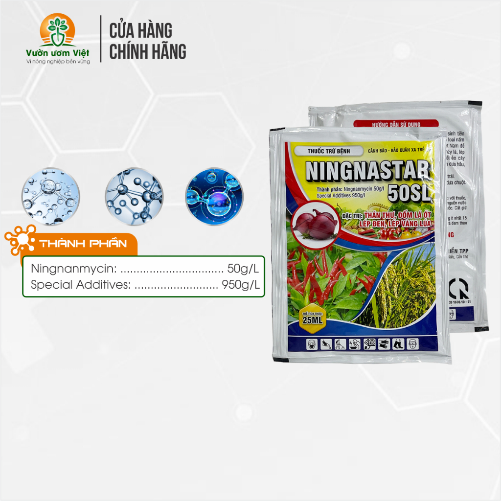 Thuốc trừ bệnh Ningnastar 5SL trị héo xanh, bạc lá, lở cổ rễ - khắc tinh vi khuẩn hại cây trồng 25ml