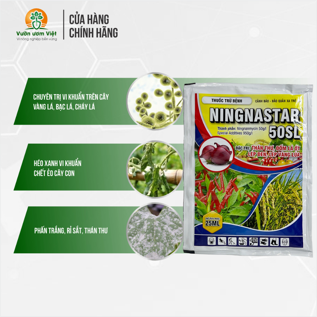 Thuốc trừ bệnh Ningnastar 5SL trị héo xanh, bạc lá, lở cổ rễ - khắc tinh vi khuẩn hại cây trồng 25ml