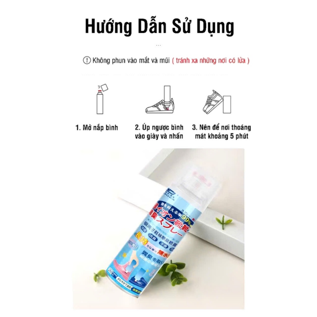 BÌNH XỊT KHỬ MÙI GIÀY,  Xịt Thơm Giày Khử Mùi Hôi Giày Dép, Tất Vớ, Kháng Khuẩn Nano Bạc Chống Hôi Chân Đổ Mồ Hôi-MA58