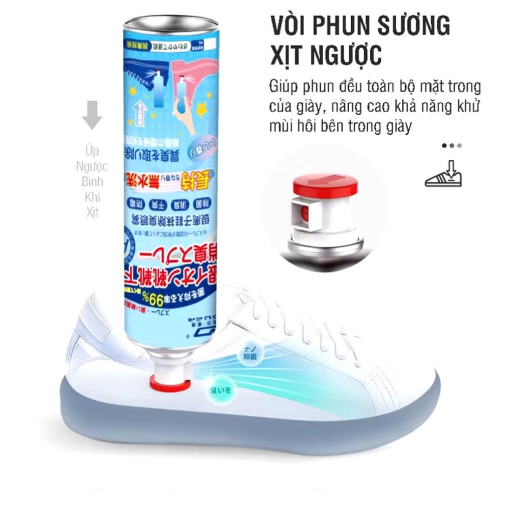 BÌNH XỊT KHỬ MÙI GIÀY,  Xịt Thơm Giày Khử Mùi Hôi Giày Dép, Tất Vớ, Kháng Khuẩn Nano Bạc Chống Hôi Chân Đổ Mồ Hôi-MA58