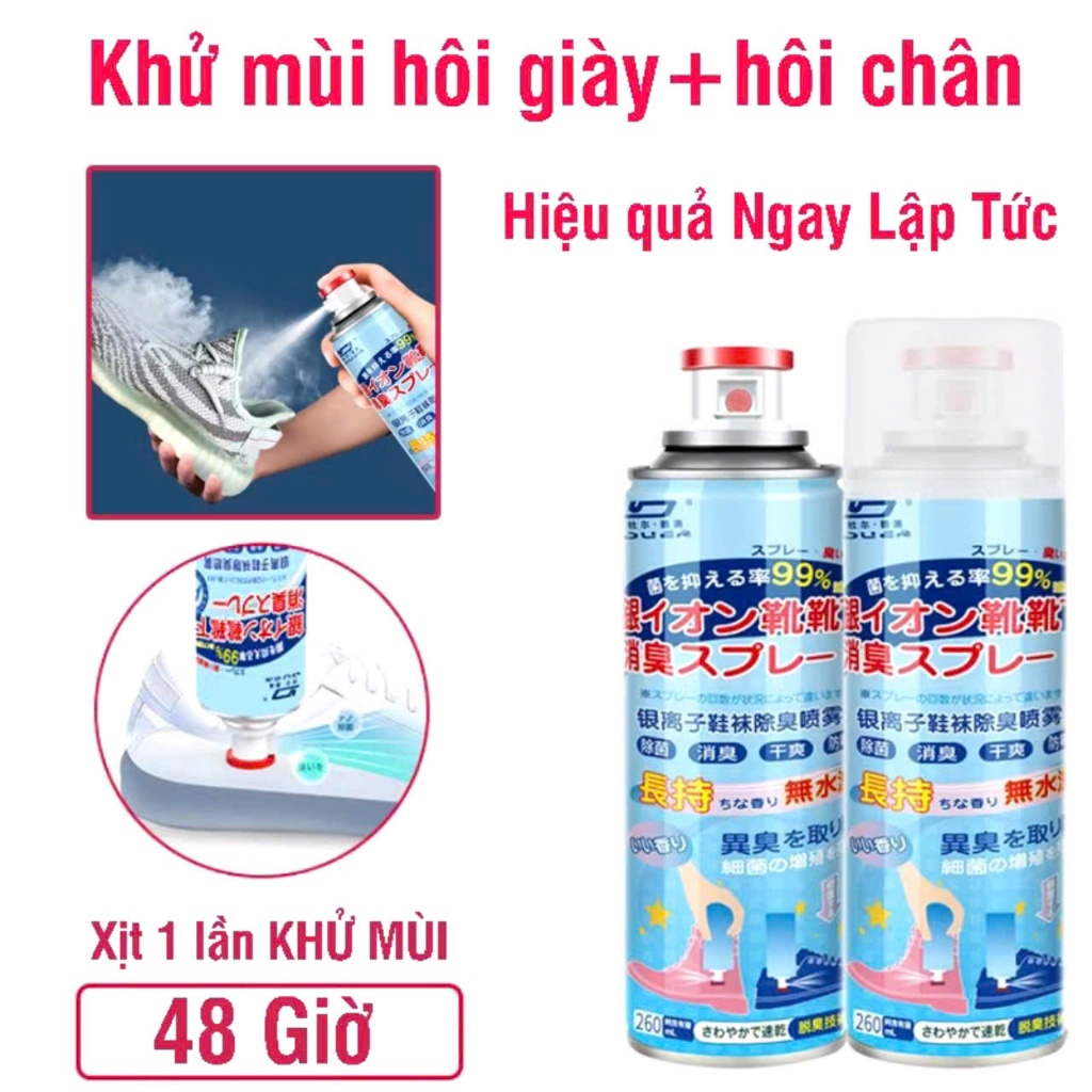 BÌNH XỊT KHỬ MÙI GIÀY,  Xịt Thơm Giày Khử Mùi Hôi Giày Dép, Tất Vớ, Kháng Khuẩn Nano Bạc Chống Hôi Chân Đổ Mồ Hôi-MA58