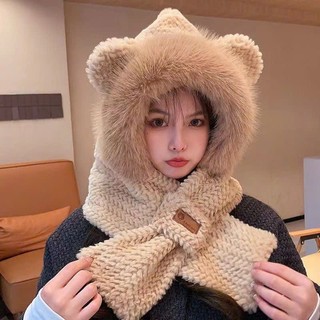 Mũ lông vặn thừng kèm khăn giữ ấm mùa đông Mũ ba mảnh sang trọng, thoải mái, ấm áp