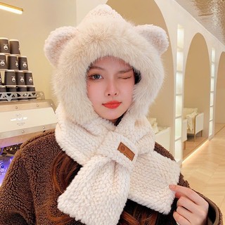 Mũ lông vặn thừng kèm khăn giữ ấm mùa đông Mũ ba mảnh sang trọng, thoải mái, ấm áp