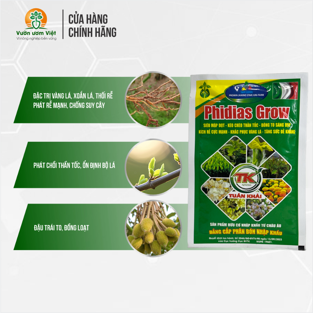 Phân bón Phidias Grow nhập khẩu Italy chiết suất từ Rong biển kích thích sinh trưởng cực mạnh - 40ml
