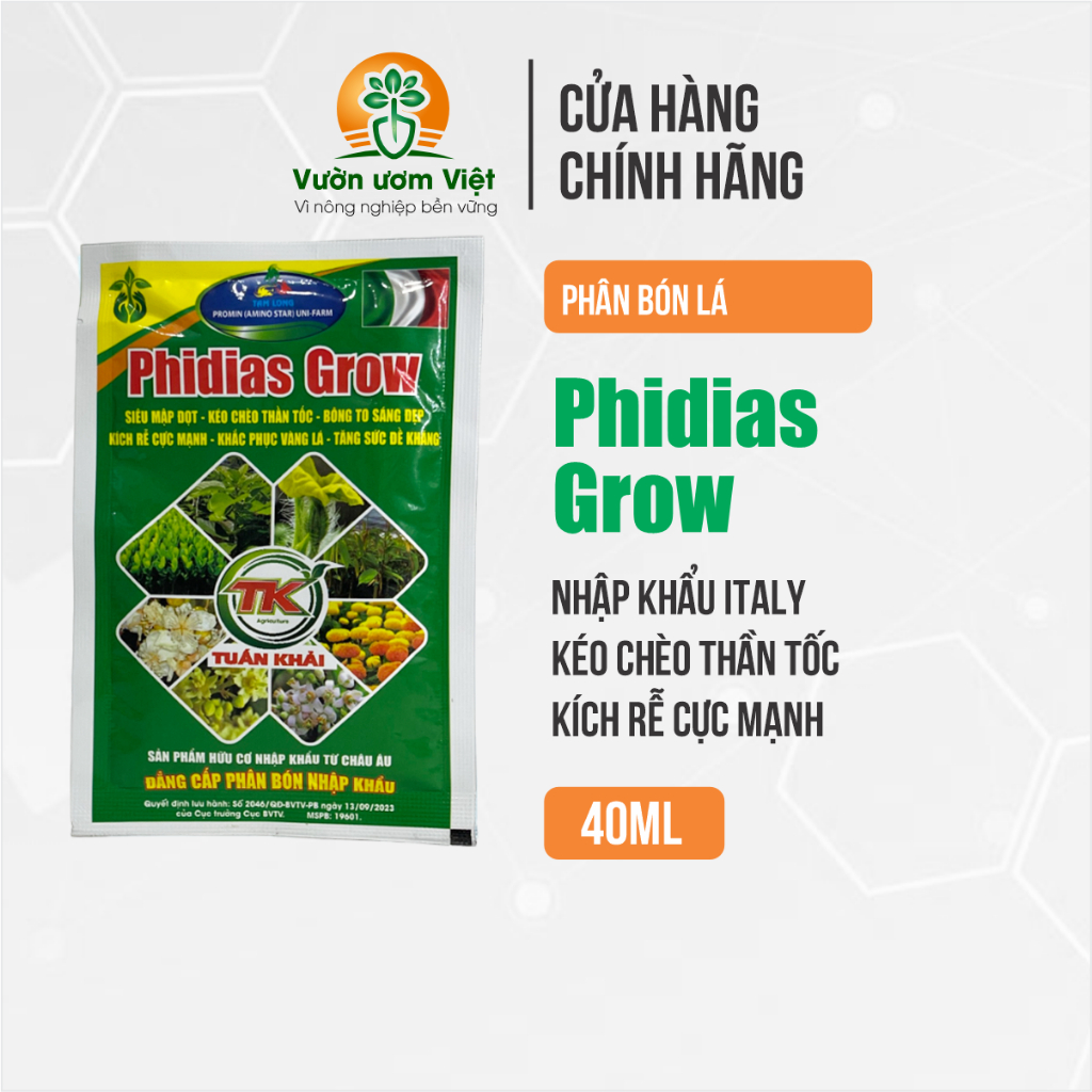 Phân bón Phidias Grow nhập khẩu Italy chiết suất từ Rong biển kích thích sinh trưởng cực mạnh - 40ml
