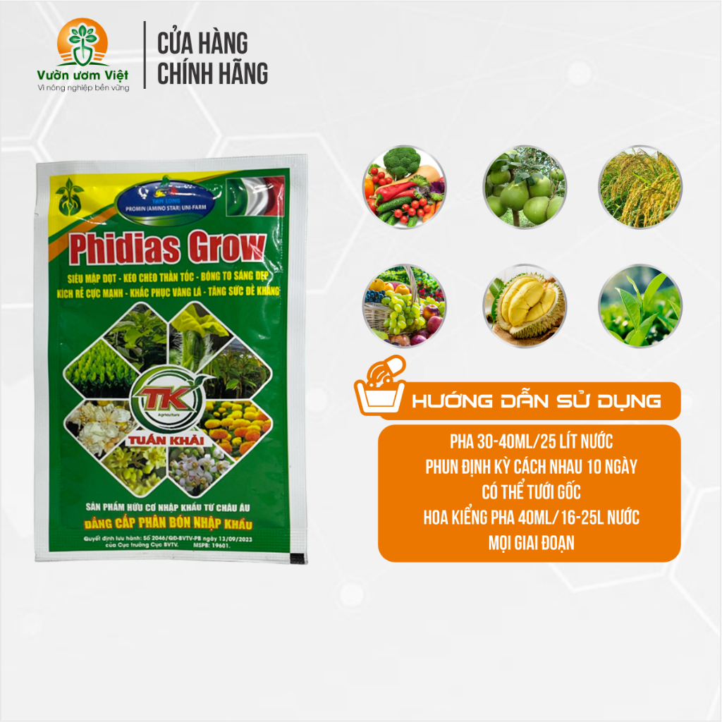 Phân bón Phidias Grow nhập khẩu Italy chiết suất từ Rong biển kích thích sinh trưởng cực mạnh - 40ml