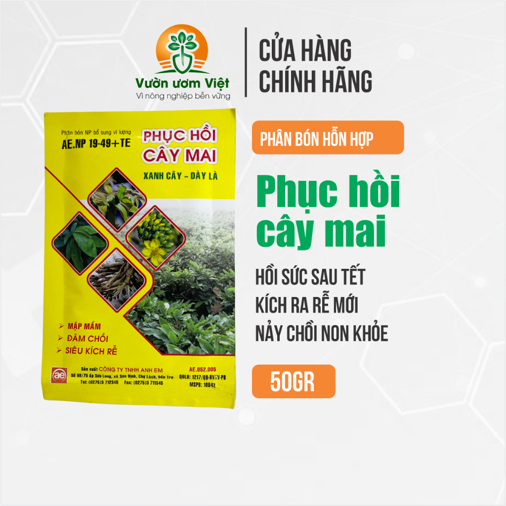 Phân bón PHỤC HỒI CÂY MAI dưỡng cây sau bị sâu bệnh, phục hồi sau khi ra hoa, sang chiết chậu