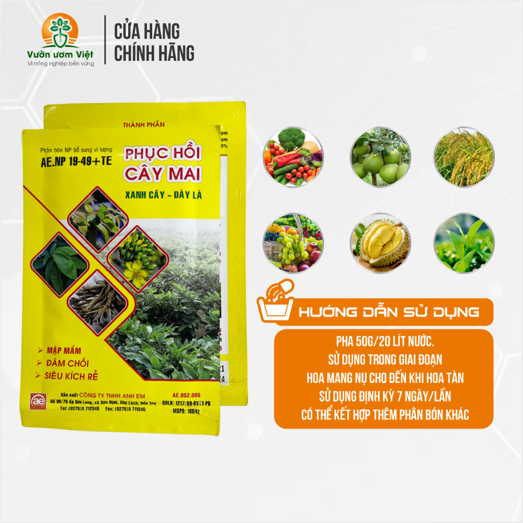 Phân bón PHỤC HỒI CÂY MAI dưỡng cây sau bị sâu bệnh, phục hồi sau khi ra hoa, sang chiết chậu