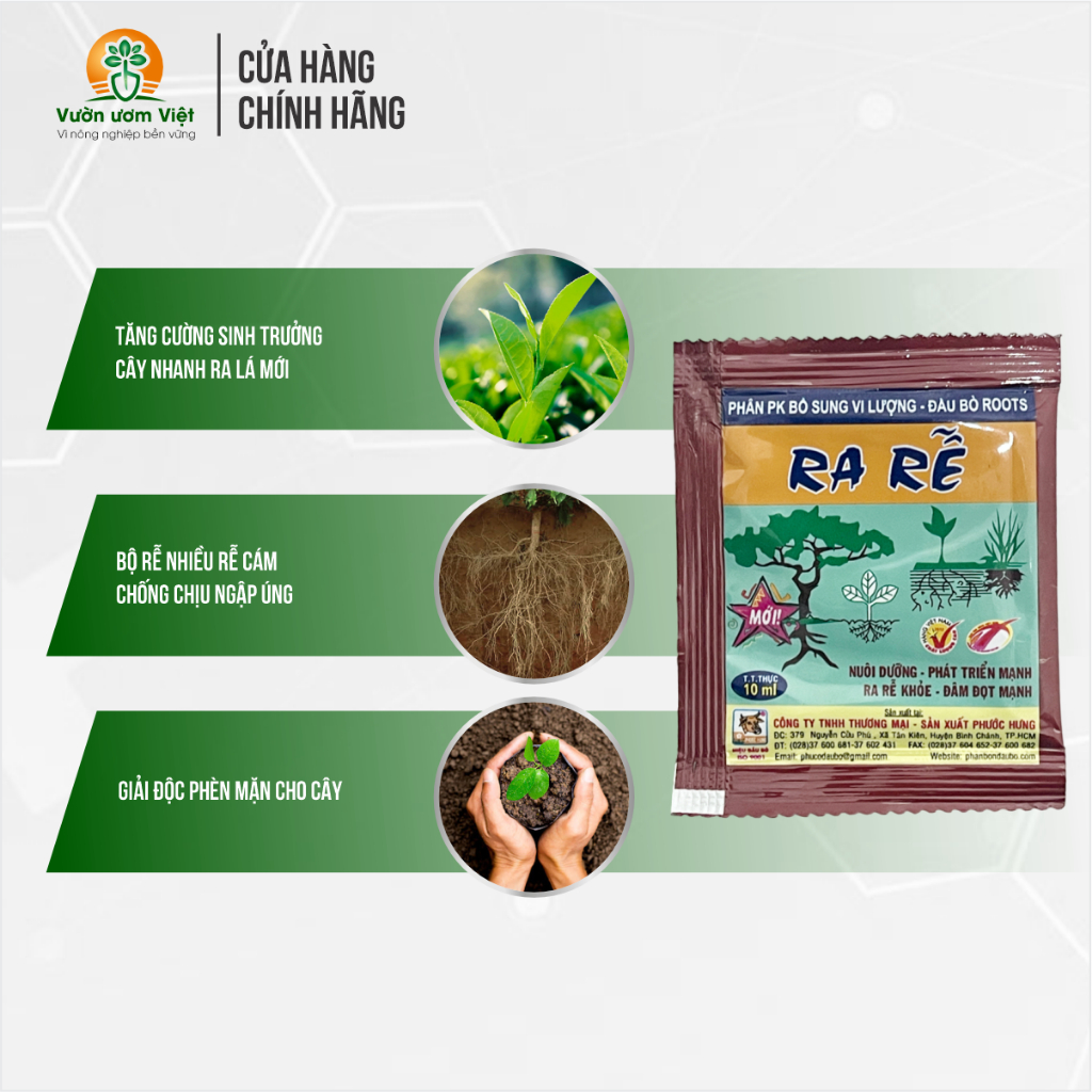 Phân bón RA RỄ ROOTS kích rễ mạnh, rễ cám nhiều, hạn chế các bệnh về rễ - 10ml