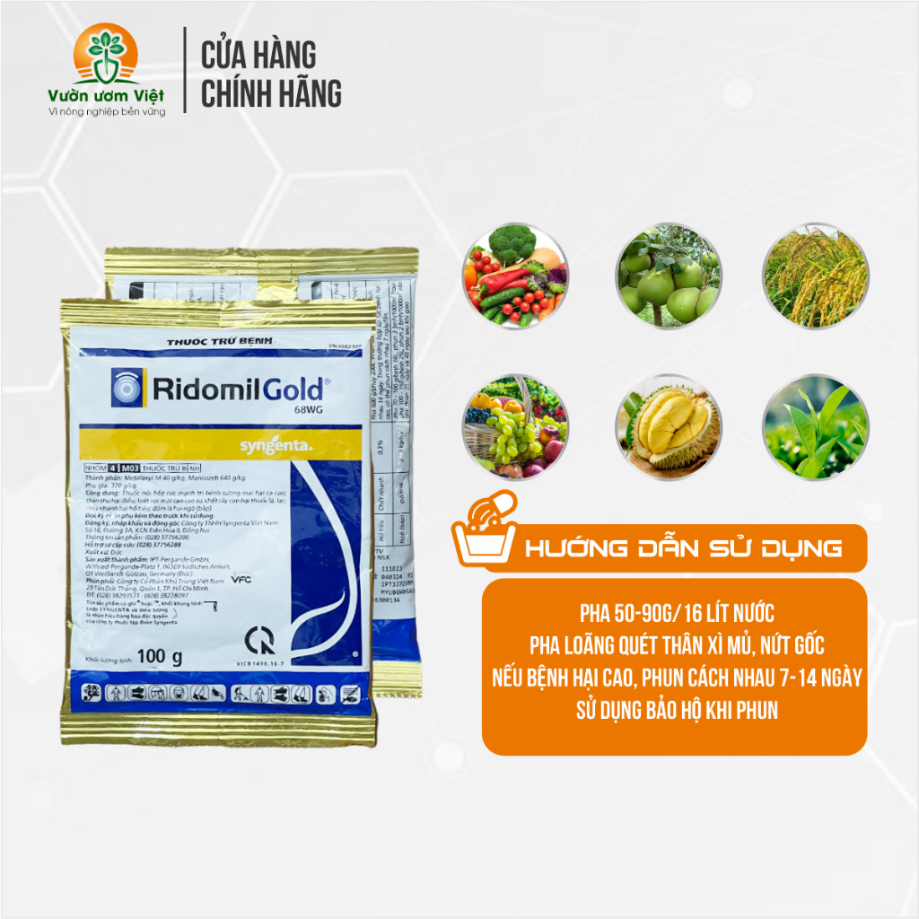 Thuốc trừ bệnh Ridomil Gold - chuyên trị thối rễ, vàng lá, thán thư - 100gr