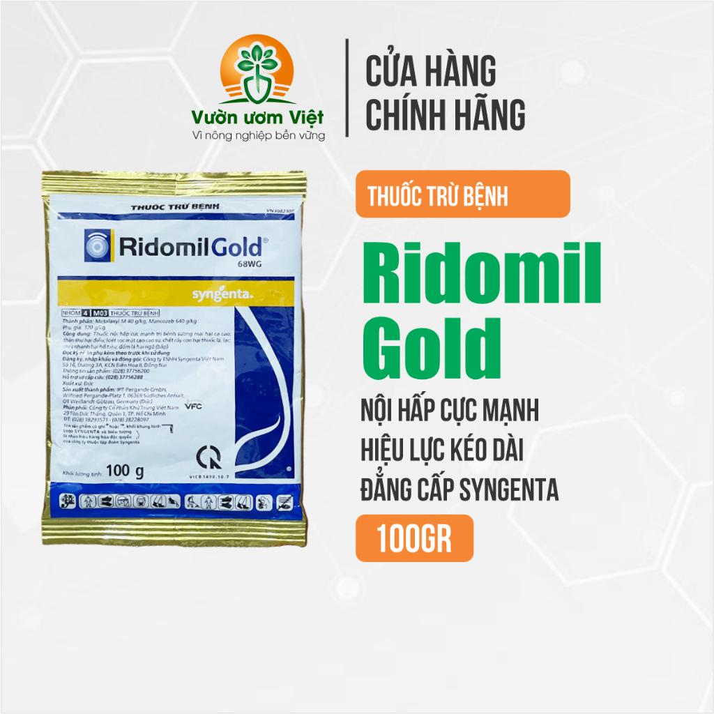 Thuốc trừ bệnh Ridomil Gold - chuyên trị thối rễ, vàng lá, thán thư - 100gr