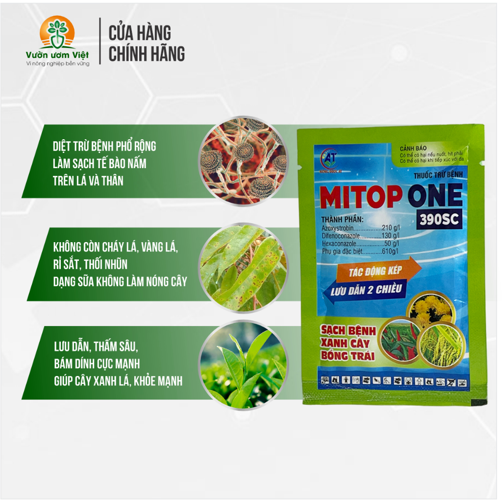 Thuốc trừ nấm bệnh và vi khuẩn MITOP ONE 390SC bảo vệ cây trồng mạnh mẽ - 15ml