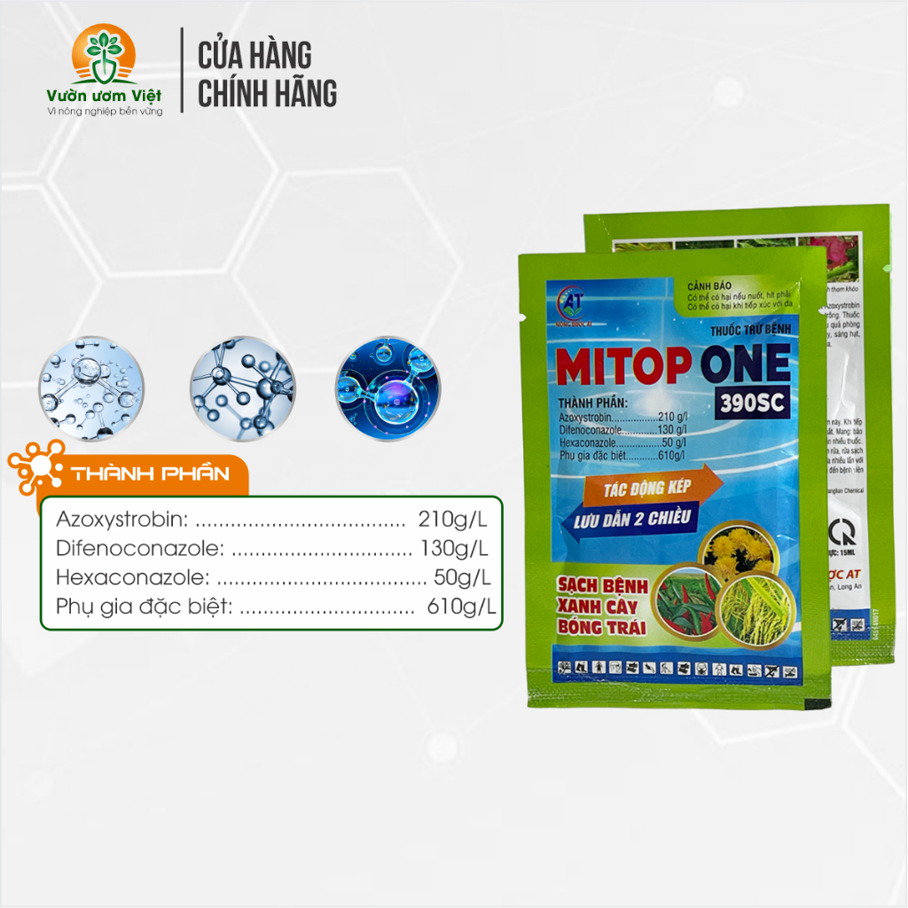 Thuốc trừ nấm bệnh và vi khuẩn MITOP ONE 390SC bảo vệ cây trồng mạnh mẽ - 15ml