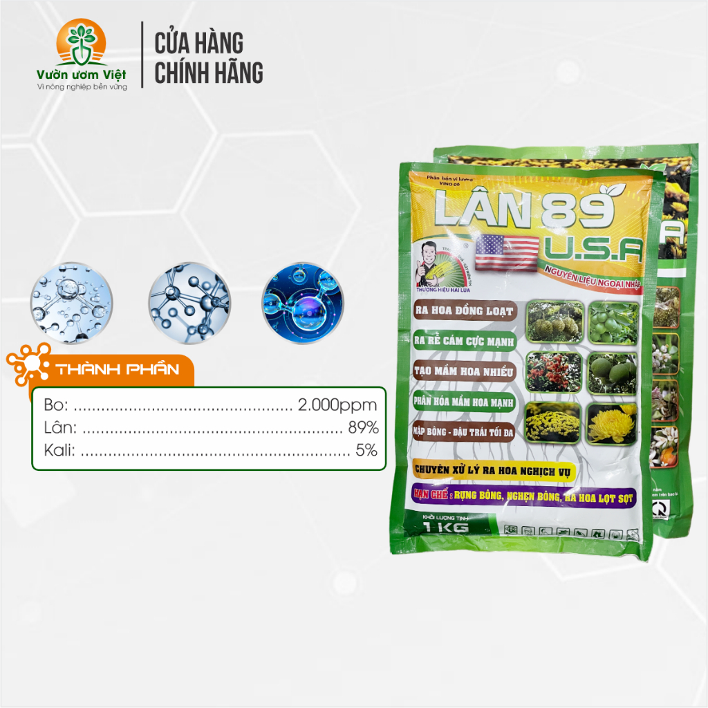 Phân bón LÂN 89 USA chuyên kích mầm hoa, ra hoa nghịch vụ, dưỡng cây toàn diện, khỏe khoắn - 1kg