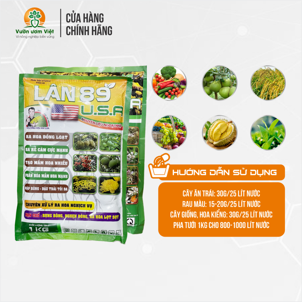 Phân bón LÂN 89 USA chuyên kích mầm hoa, ra hoa nghịch vụ, dưỡng cây toàn diện, khỏe khoắn - 1kg