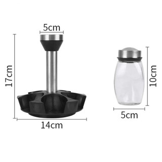 Bộ 6 Lọ Đựng Gia Vị Thủy Tinh Có Roong Cao Su Bảo Vệ Gia Vị Khỏi Ẩm Mốc Có Kèm Giá Để Xoay 360 Độ (hàng tốt)