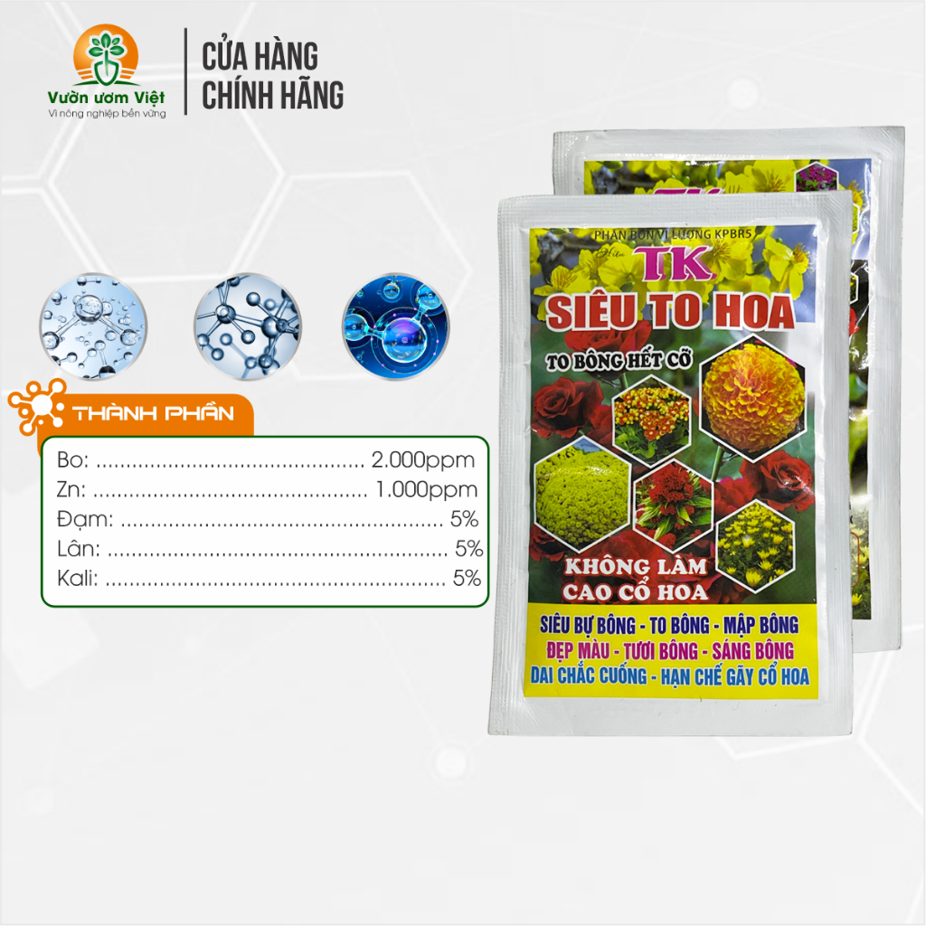 TK.SIÊU TO HOA - dưỡng hoa to, nụ khỏe, màu sắc tươi đẹp, lâu tàn, hương thơm ngát - 50gr