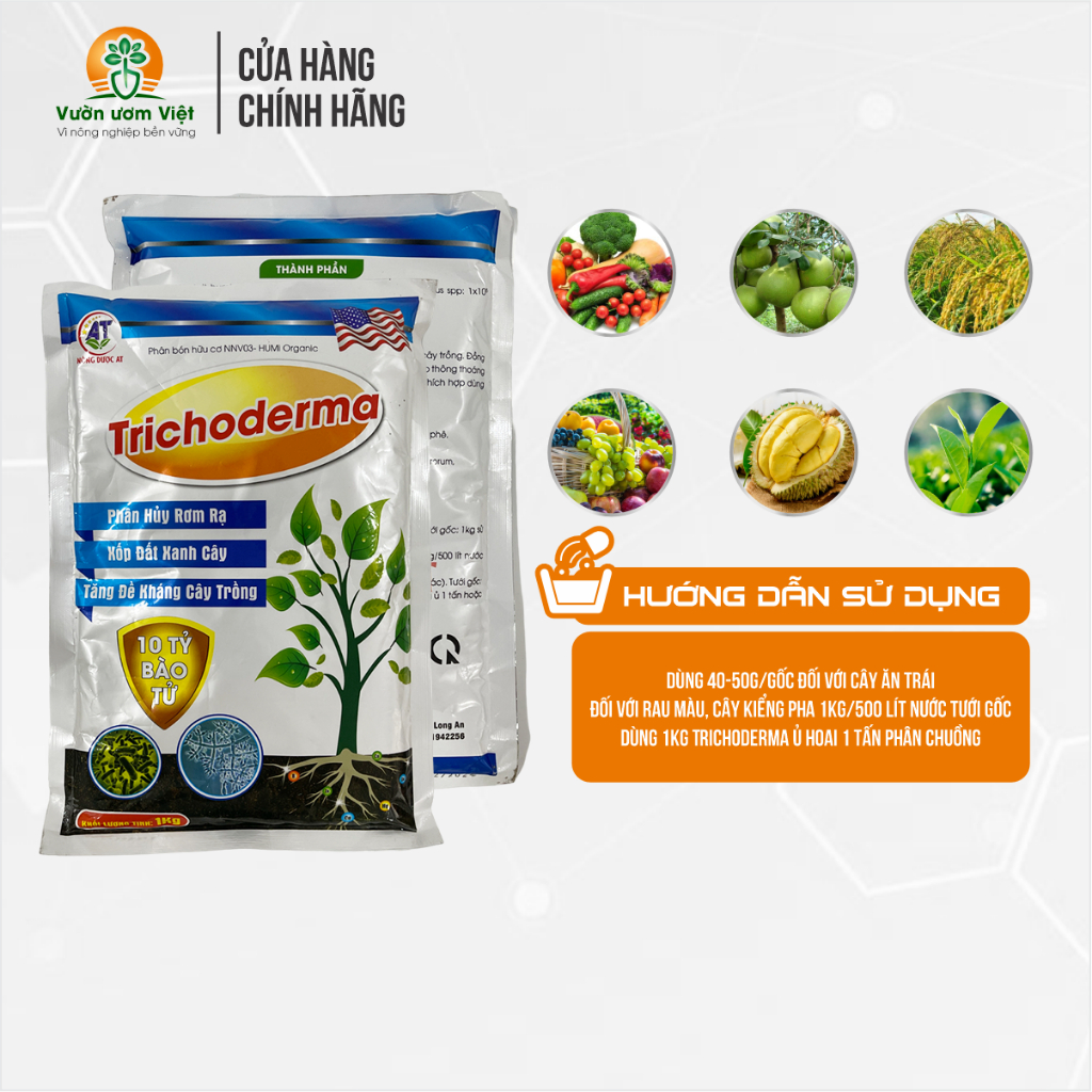 TRICHODERMA bổ sung 10 tỷ bào tử nấm đối kháng nhập khẩu có lợi cho đất và cây trồng