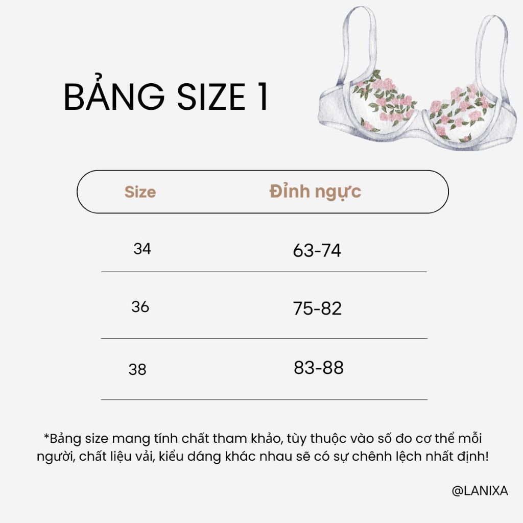 Áo ngực nữ có gọng đệm mút vừa nâng ngực tạo khe gợi cảm trẻ trung, Áo lót nữ cotton LANIXA A824