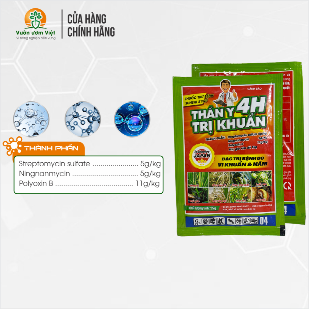 Thuốc trừ bệnh THẦN Y DIỆT KHUẨN 4H diệt nhanh bạc lá, ghẻ lở thân trái, tăng chất lượng cây trồng