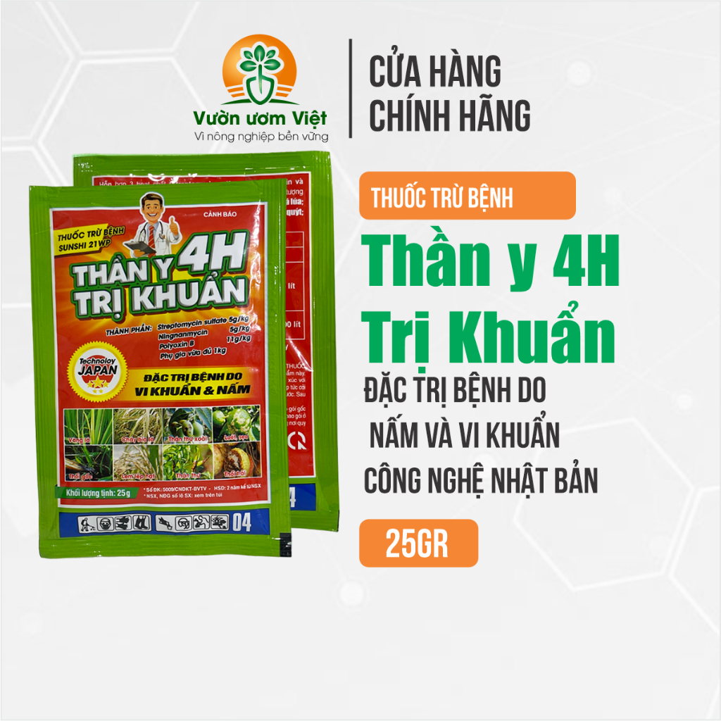 Thuốc trừ bệnh THẦN Y DIỆT KHUẨN 4H diệt nhanh bạc lá, ghẻ lở thân trái, tăng chất lượng cây trồng