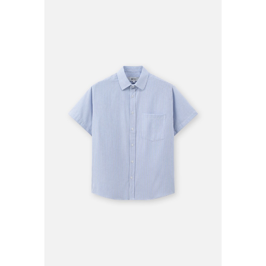 Áo Sơ Mi Cộc tay BOO Kẻ Ngang Dáng Regular Chất Liệu Oxford Dễ Phối Đồ