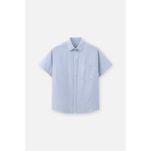 Áo Sơ Mi Cộc tay BOO Kẻ Ngang Dáng Regular Chất Liệu Oxford Dễ Phối Đồ