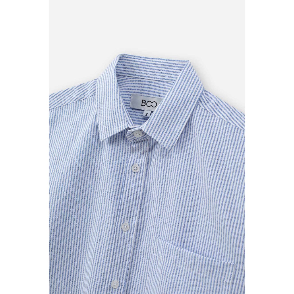 Áo Sơ Mi Cộc tay BOO Kẻ Ngang Dáng Regular Chất Liệu Oxford Dễ Phối Đồ