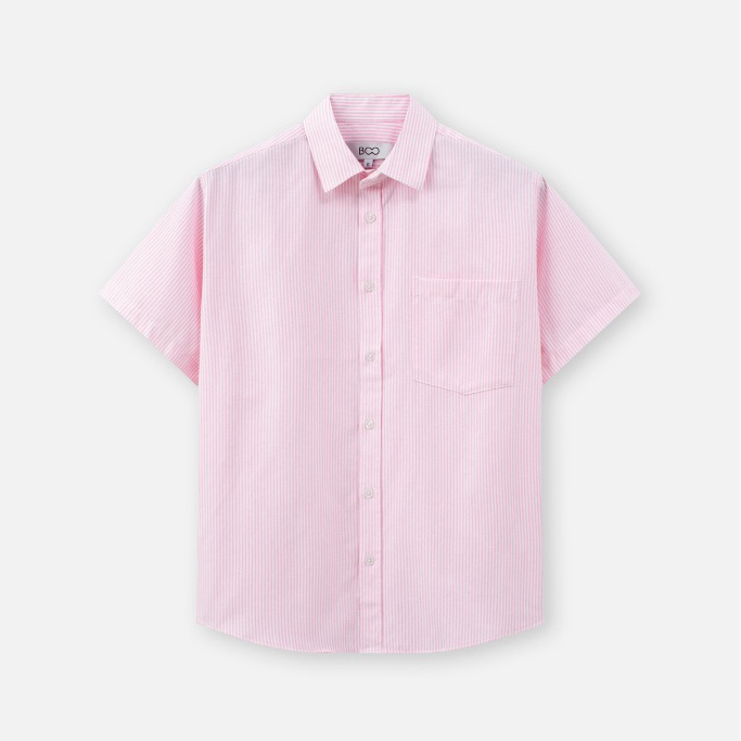 Áo Sơ Mi Cộc tay BOO Kẻ Ngang Dáng Regular Chất Liệu Oxford Dễ Phối Đồ