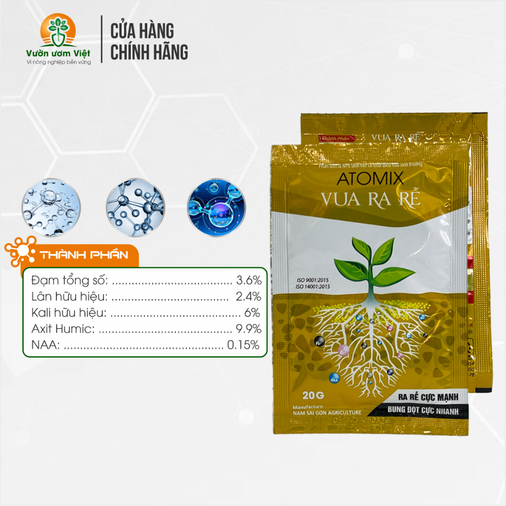 Phân bón VUA RA RỄ kích thích ra rễ con, rễ mới, hồi sinh bộ rễ sau thay chậu, bệnh tật, thối rễ 20g