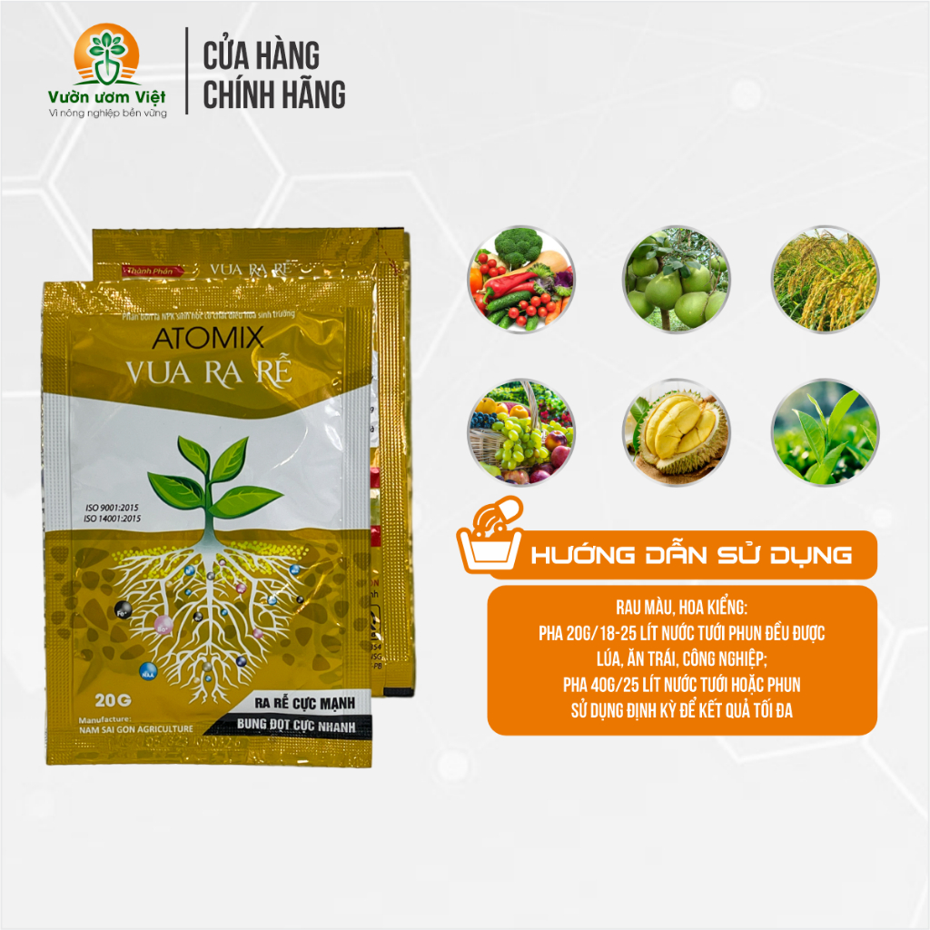 Phân bón VUA RA RỄ kích thích ra rễ con, rễ mới, hồi sinh bộ rễ sau thay chậu, bệnh tật, thối rễ 20g