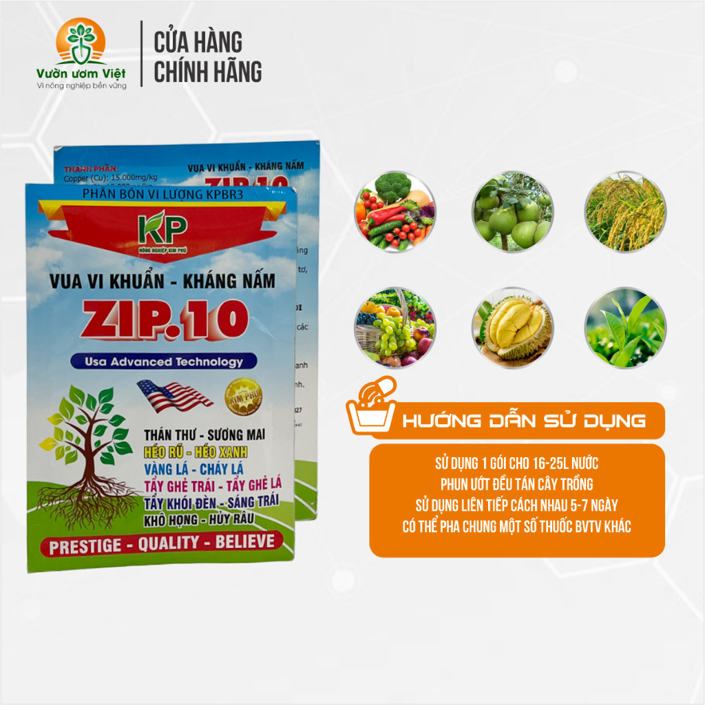 Phân bón vi lượng ZIP.10 giữ xanh lá, tăng sức đề kháng, chống vi khuẩn hại cây trồng - 70gr