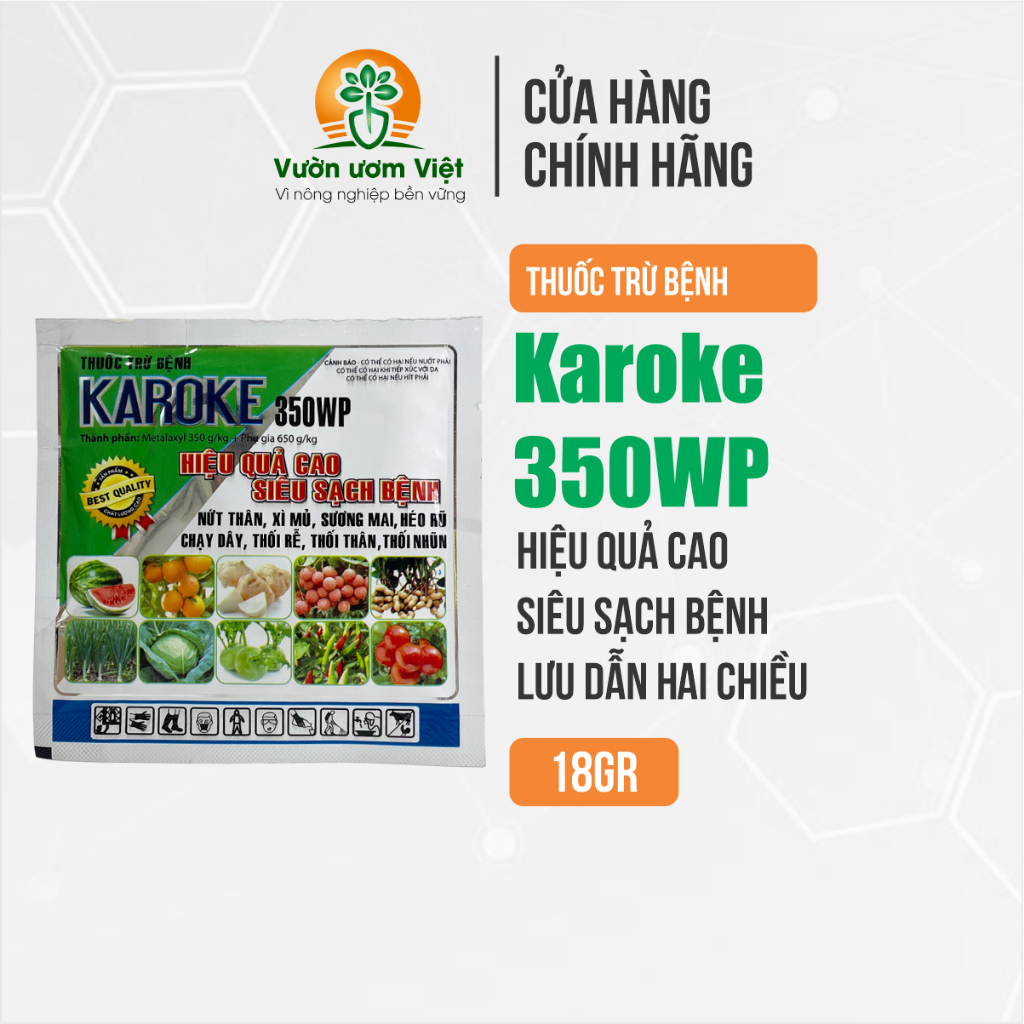 Thuốc trừ bệnh KAROKE 350WP trị phấn trắng, xì mủ, nổ lá, thối nhũn và các bệnh khác - 18gr
