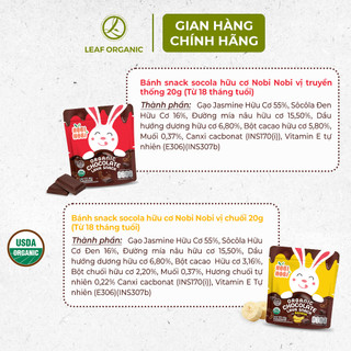 Bánh snack socola hữu cơ Nobi Nobi 20g cho bé từ 18 tháng