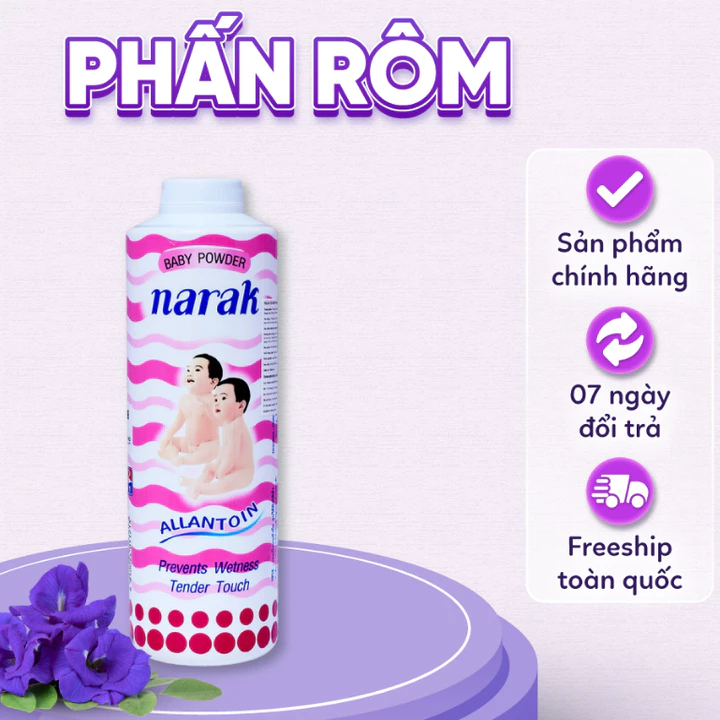 Phấn rôm baby Narak Thái Lan 25gr, Phấn Rôm Dùng Trước Khi Wax Lông, Giúp Làm Khô Da, Hút Ẩm