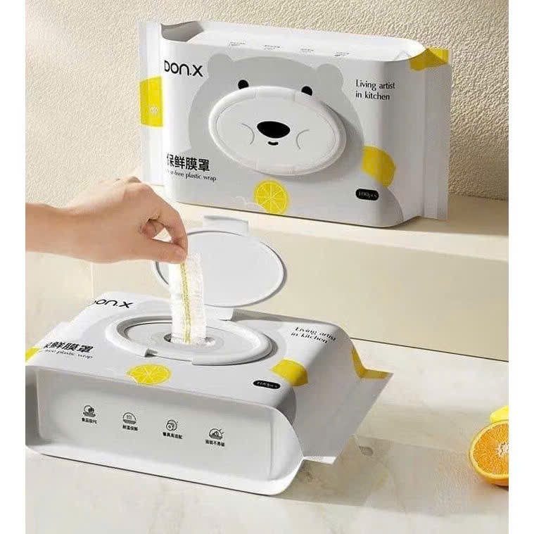 Túi bọc thực phẩm PE siêu dai có nắp đậy kín chống bụi,  GÓI MÀNG BỌC THỰC PHẨM DẠNG RÚT -  MANGBOC6413