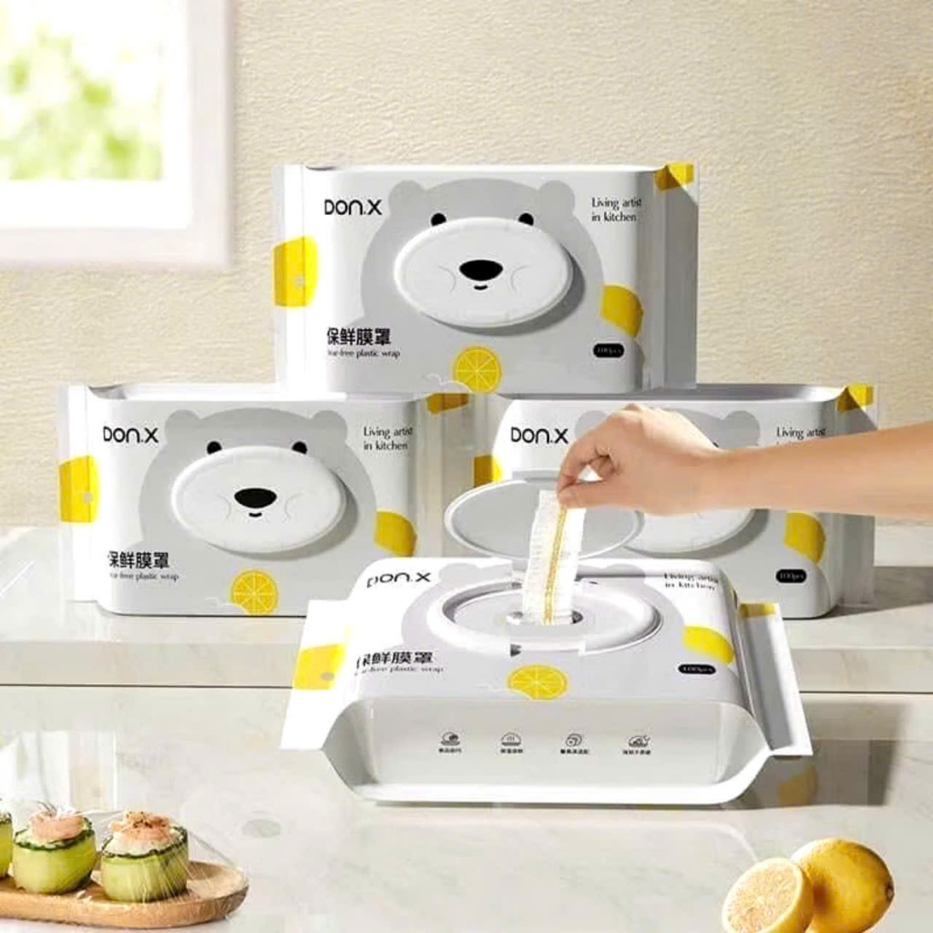 GÓI MÀNG BỌC THỰC PHẨM DẠNG RÚT - Màng bọc thực phẩm thế hệ mới dạng rút tiện lợi 100c , Túi bọc thực phẩm PE siêu dai