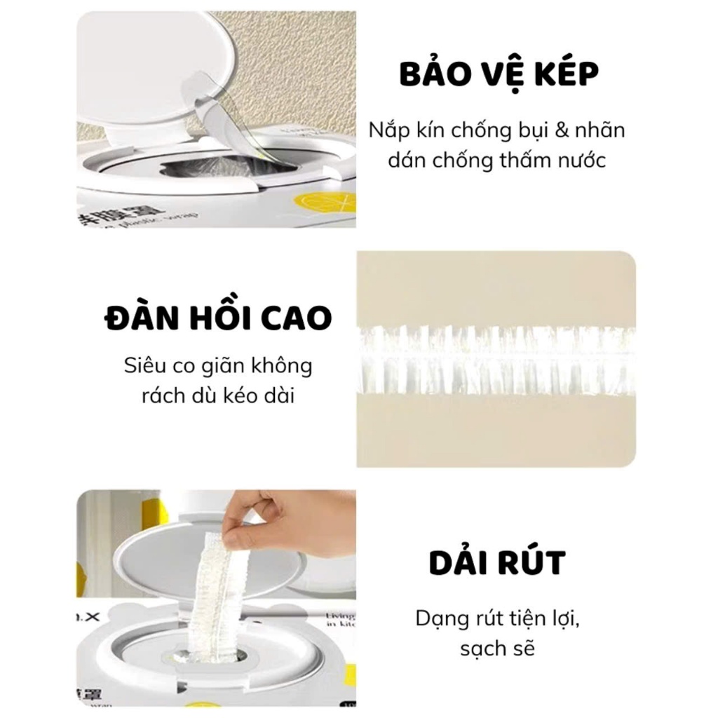 GÓI MÀNG BỌC THỰC PHẨM DẠNG RÚT - Màng bọc thực phẩm thế hệ mới dạng rút tiện lợi 100c , Túi bọc thực phẩm PE siêu dai