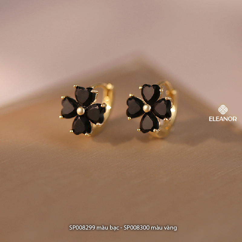 Bông tai nữ chuôi bạc 925 Eleanor Accessories hình cỏ 4 lá khuyên tai basic phụ kiện trang sức 8299