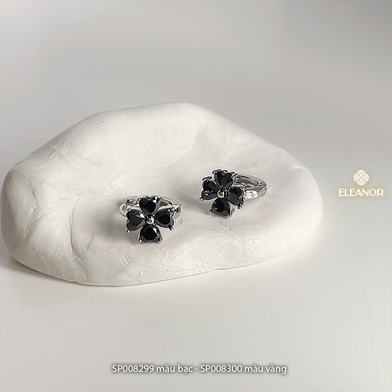 Bông tai nữ chuôi bạc 925 Eleanor Accessories hình cỏ 4 lá khuyên tai basic phụ kiện trang sức 8299