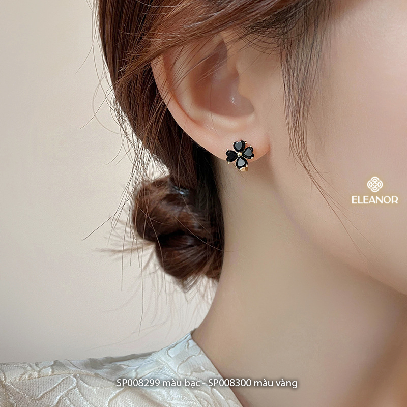 Bông tai nữ chuôi bạc 925 Eleanor Accessories hình cỏ 4 lá khuyên tai basic phụ kiện trang sức 8299